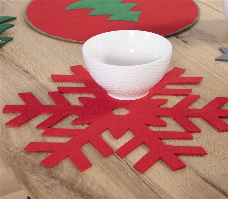 CHRISTMAS PLACEMΑT FELT SNOW FLAKE 2 PCS