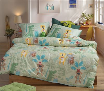 JUNIOR SINGLE SIZE BEDSHEETS SET JUNGLE MUSIC 170X260