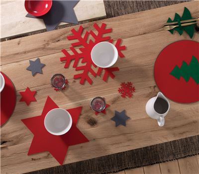 CHRISTMAS COASTER FELT SNOW FLAKE 4PCS 1