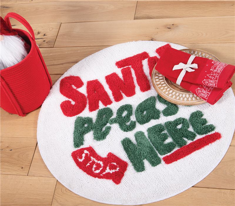 CHRISTMAS BATHMAT SANTA PLEASE D.70