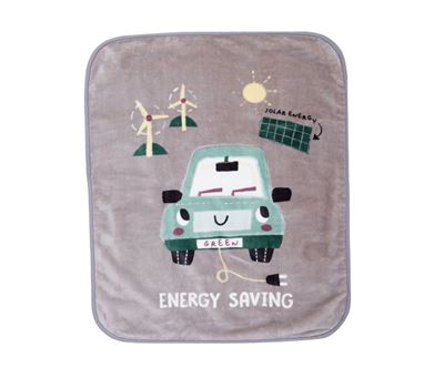 BABY COTBED BLANKET GREEN CAR 100X140 1