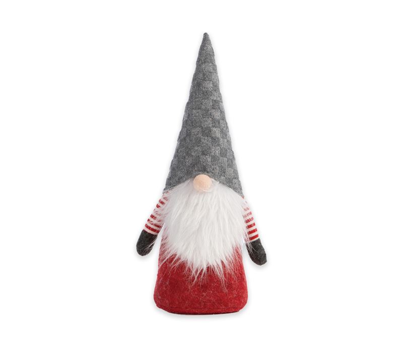 CHRISTMAS DOOR STOPPER GNOME GREY HAT 40CM