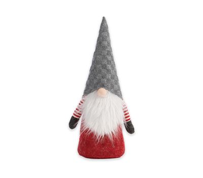 CHRISTMAS DOOR STOPPER GNOME GREY HAT 40CM