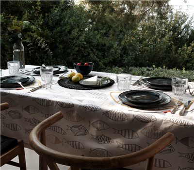 STAIN FREE TABLECLOTH FISH STYLE 140Χ140 1