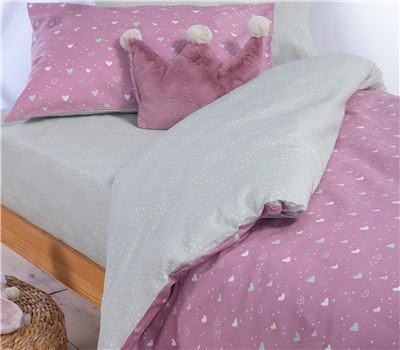 NEW! JUNIOR SINGLE SIZE BEDSHEETS SET HEARTS LOOK 170X260 1