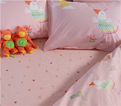 JUNIOR SINGLE SIZE BEDSHEETS SET BIRDS MANIA 170X260 2