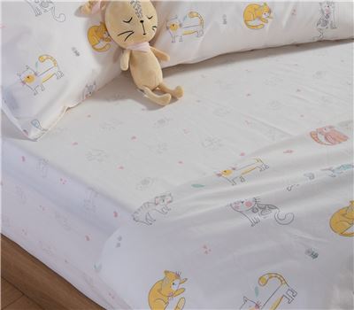 JUNIOR SINGLE SIZE BEDSHEETS SET CAT LIFE 170X260 1