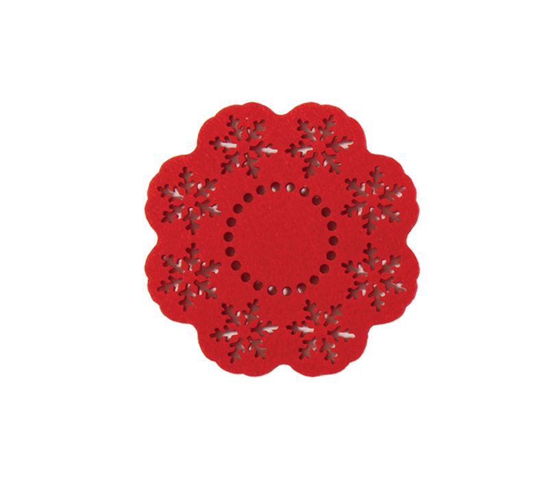 CHRISTMAS COASTER SNOW FELT 4 PCS SET RED