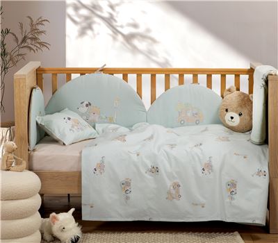BABY COTBED FLAT SHEETS 3 PCS SET LIFE IN THE CITY