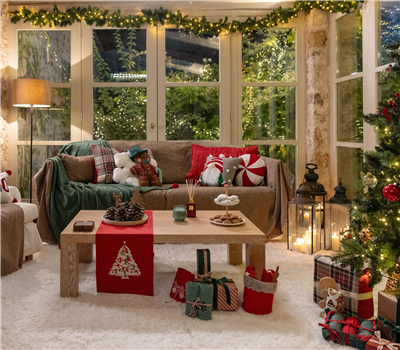 BASKET WITH DECORATIVE CHRISTMAS BLANKET CHRISTMAS STARLIGHT 110X140 2