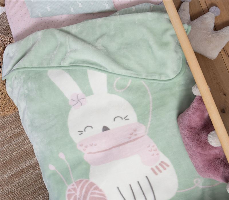 BABY COTBED BLANKET  I LOVE BUNNIES 100X140