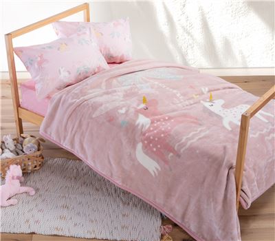 NEW! JUNIOR SINGLE SIZE BLANKET UNICORN FOREVER 160Χ220