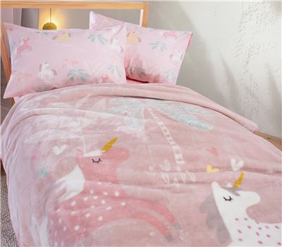 NEW! JUNIOR SINGLE SIZE BLANKET UNICORN FOREVER 160Χ220 1