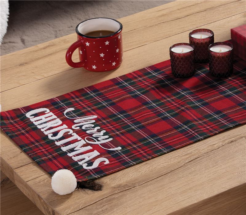 CHRISTMAS RUNNER RED CHECK 33X150