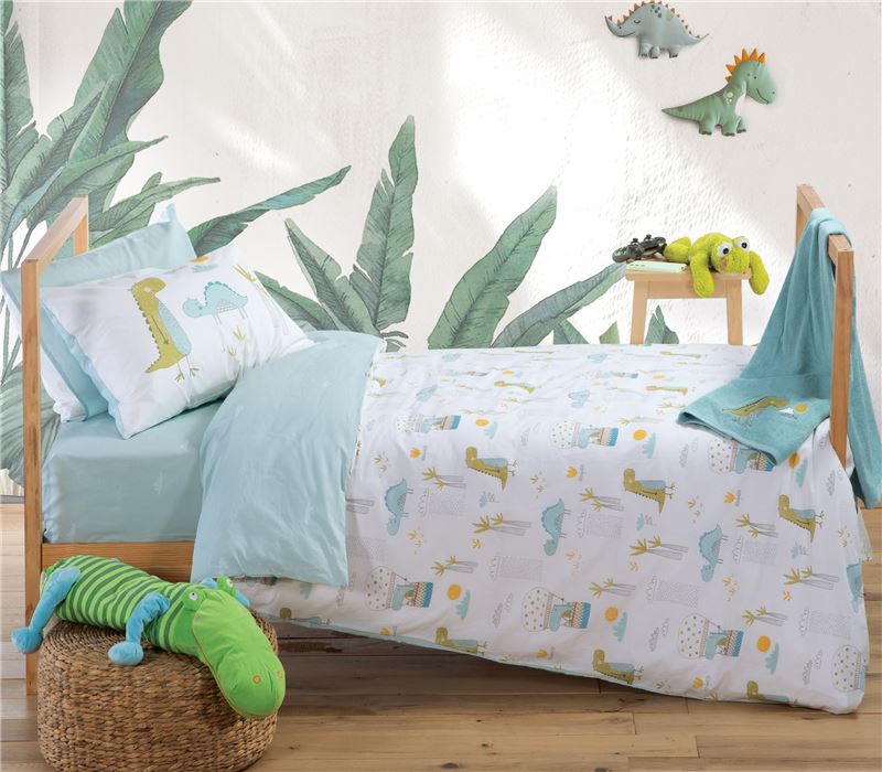 NEW! JUNIOR SINGLE SIZE BEDSHEETS SET DINO DRAGON TIME 170X260