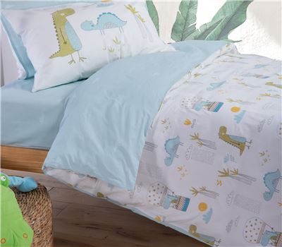 NEW! JUNIOR SINGLE SIZE BEDSHEETS SET DINO DRAGON TIME 170X260 1