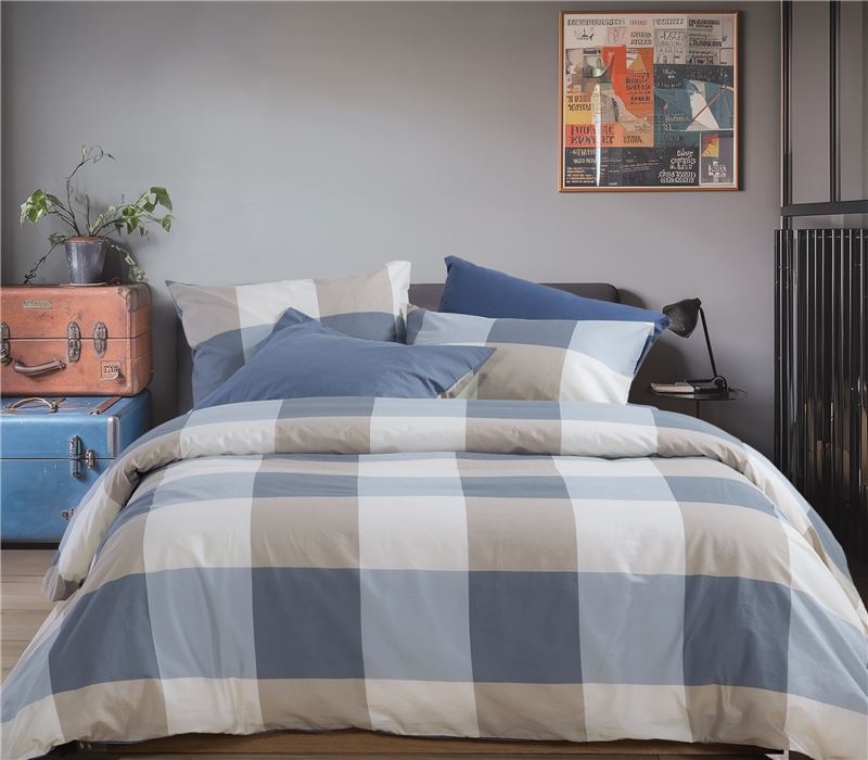 SINGLE SIZE COTTON DUVET COVER SET CASUAL CHECK 170Χ240