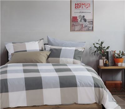 SINGLE SIZE COTTON DUVET COVER SET CASUAL CHECK 170Χ240 2