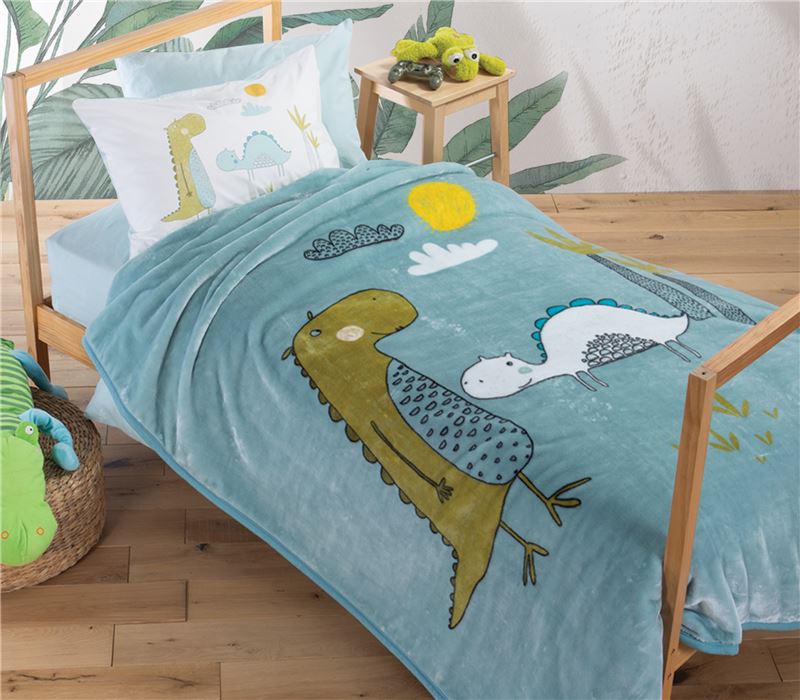 NEW! JUNIOR SINGLE SIZE BLANKET DINO DRAGON TIME 160Χ220