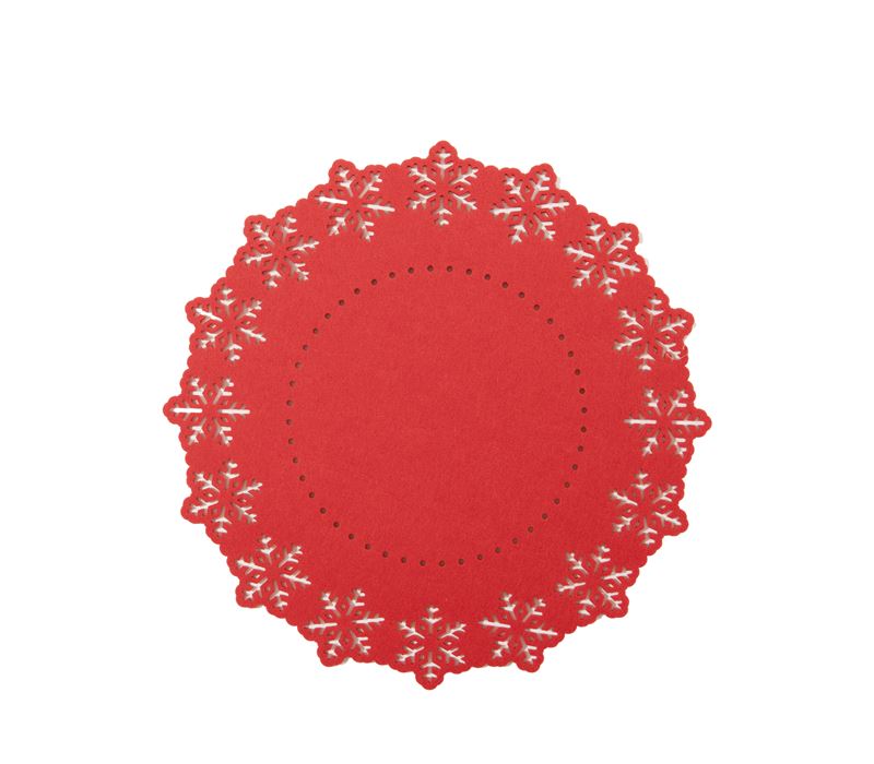 CHRISTMAS PLACEMAT SNOW FELT 2 PCS SET RED