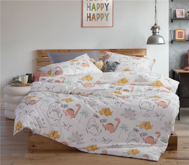 JUNIOR SINGLE SIZE BEDSHEETS SET DINOSAUR ART 170X260