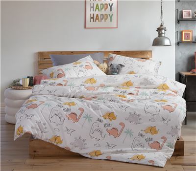 JUNIOR SINGLE SIZE BEDSHEETS SET DINOSAUR ART 170X260
