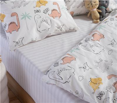 JUNIOR SINGLE SIZE BEDSHEETS SET DINOSAUR ART 170X260 1