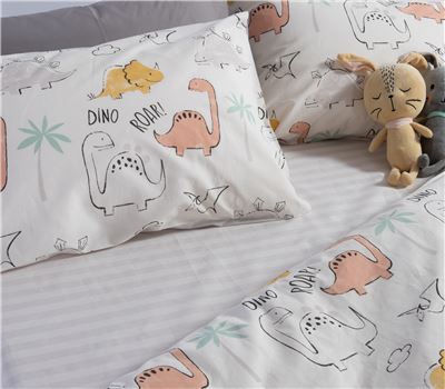 JUNIOR SINGLE SIZE BEDSHEETS SET DINOSAUR ART 170X260 2