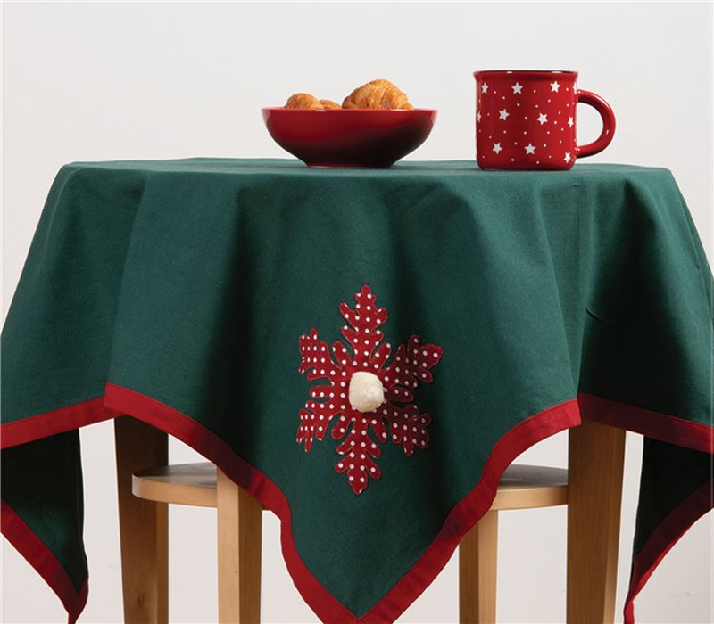 CHRISTMAS TABLECLOTH HAPPY SNOWFLAKE 100X100