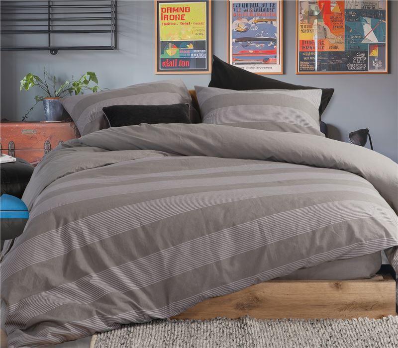 QUEEN SIZE COTTON DUVET COVER SET CASUAL STRIPE 240Χ230