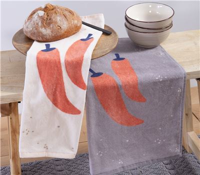 NEW! KITCHEN TOWEL VELOUR PEPPERS 40X60