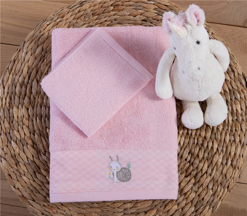 NEW! ΒΑΒΥ TOWELS SET 2 PCS CUTE SNAIL