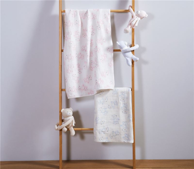 BABY BLANKET WITH TEDDY BEAR 75X100