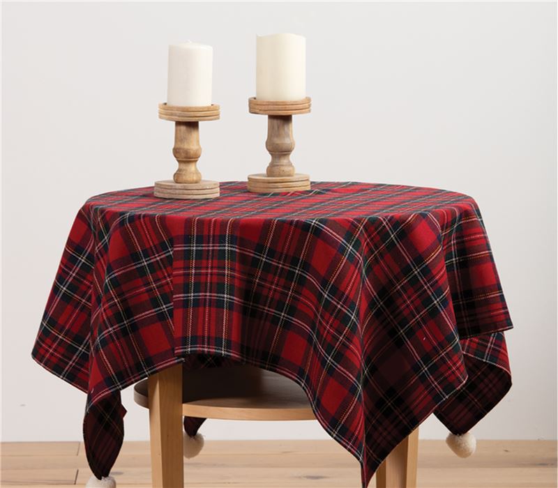 CHRISTMAS TABLECLOTH RED CHECK 100X100