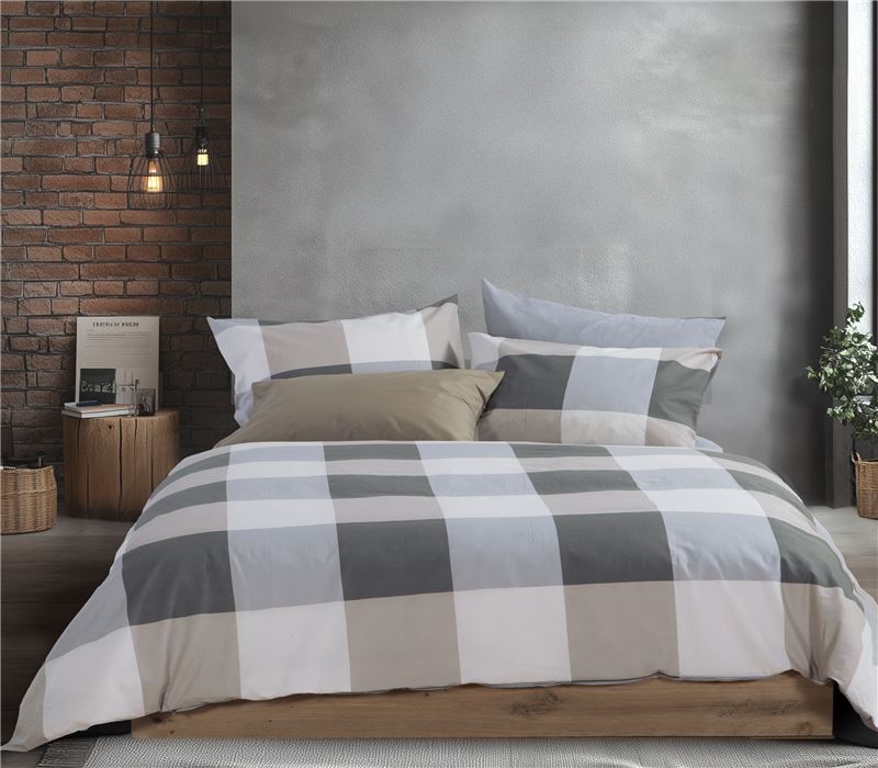 DOUBLE SIZE BEDSHEETS SET CASUAL CHECK 200Χ270