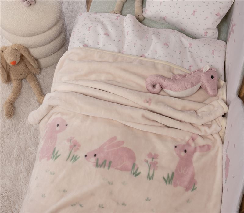 BABY COTBED BLANKET COUNTRY BUNNY 100Χ140