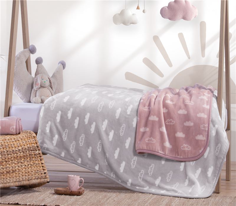 NEW! BABY COTBED BLANKET CLOUDS 100X140