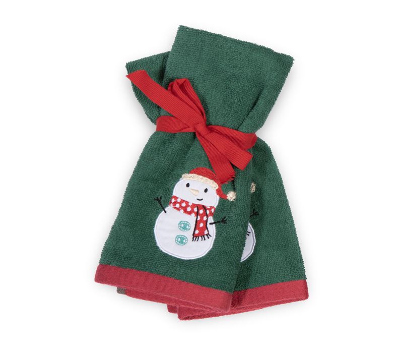 CHRISTMAS TOWELS SET 2PCS FUNNY SNOWMAN