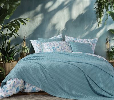 QUEEN SIZE PIQUET BLANKET ELMER BLUE 230X240