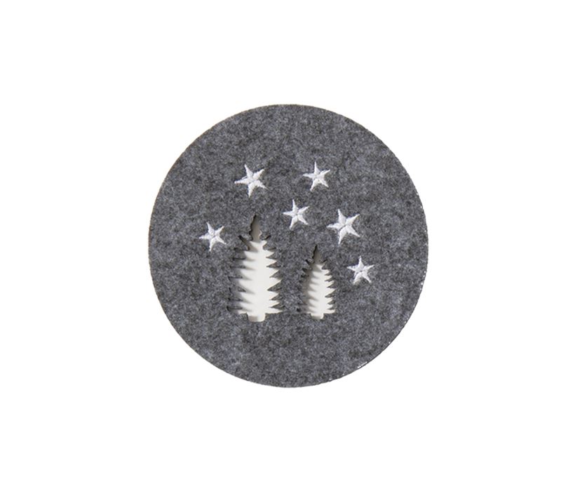 CHRISTMAS COASTER SNOW FELT 4 PCS SET GREY