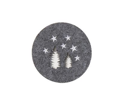 CHRISTMAS COASTER SNOW FELT 4 PCS SET GREY