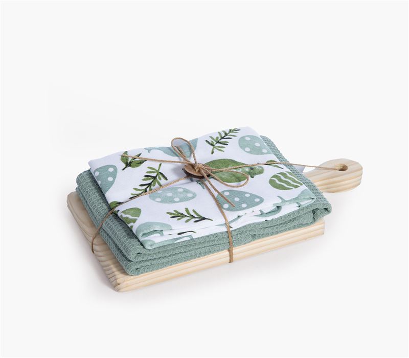 CHOPPING BOARD WITH KITCHEN TOWELS 2 PCS SET BIRDY