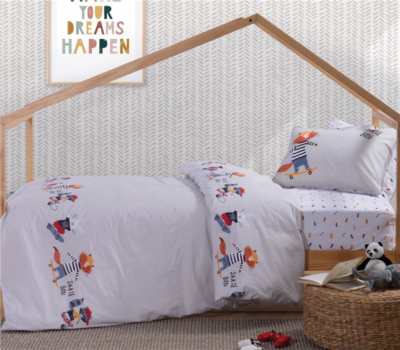 JUNIOR SINGLE SIZE BEDSHEETS SET SKATE WITH STYLE 170X260