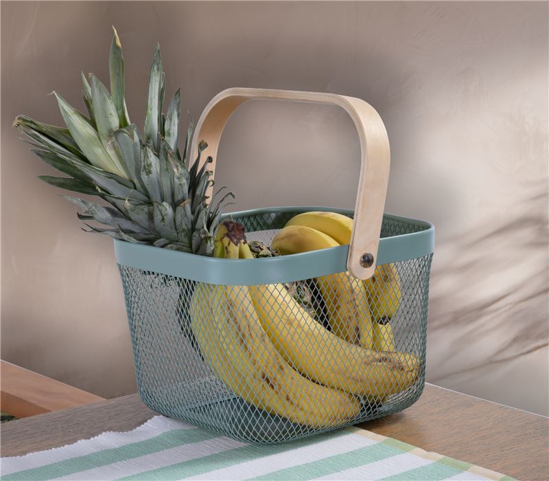 BASKET WITH WOODEN HANDLE VISTA
