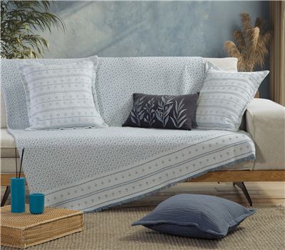 THREE SEATER SOFA THROW ISHMAR BLUE 170X300