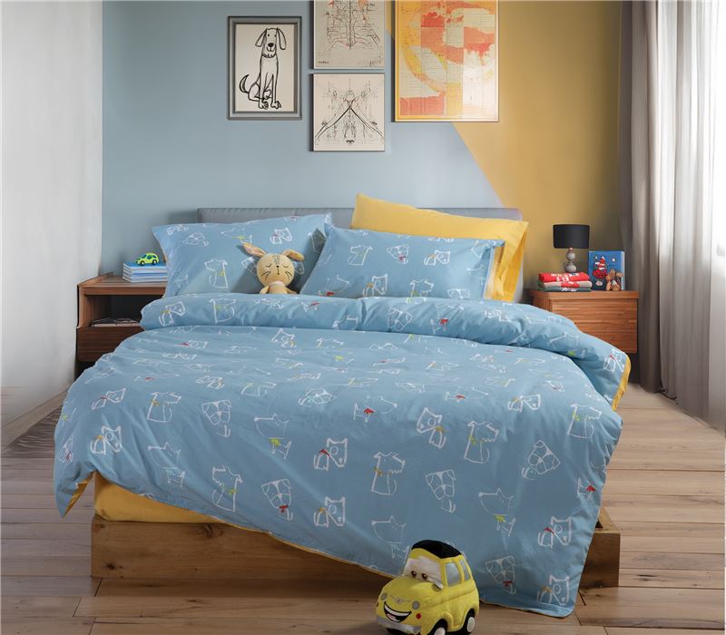 JUNIOR SINGLE SIZE BEDSHEETS SET DOG LIFE 170X260
